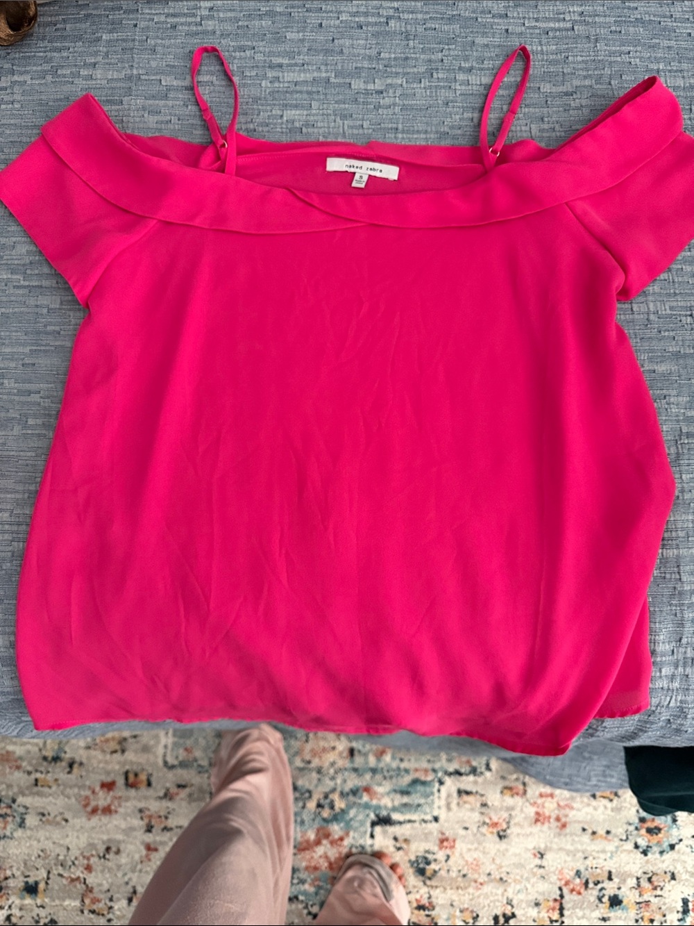 Naked Zebra Hot Pink Off-Shoulder Cami Top